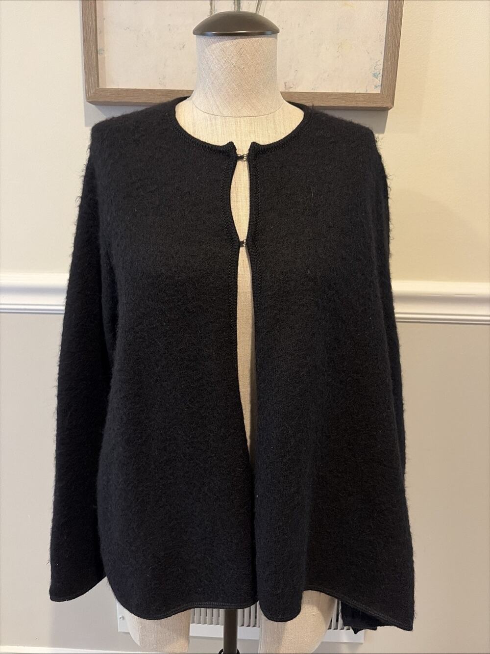 Peruvian Connection Black Baby Alpaca fuzzy Cardigan Sweater Size small
